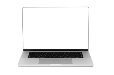 Laptop bilgisayar modellemesi kırpma yolu olan beyaz arkaplanda izole edildi.