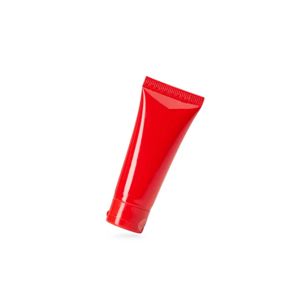 Mockup Tubo Gel Vermelho Isolado Fundo Branco Com Caminho Recorte — Fotografia de Stock