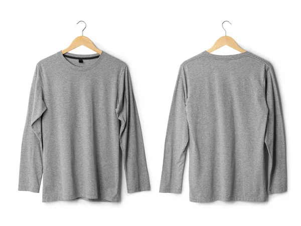 Realistic Long Sleeve Shirt Mockup Hanging Front Back View Isolated — Stock Photo, Image