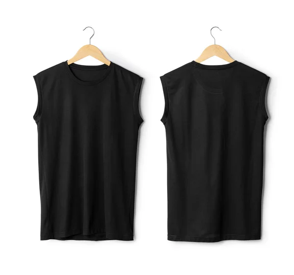 Realistic Gray Sport Tank Top Mockup Hanging Front Back View — Stock Photo, Image