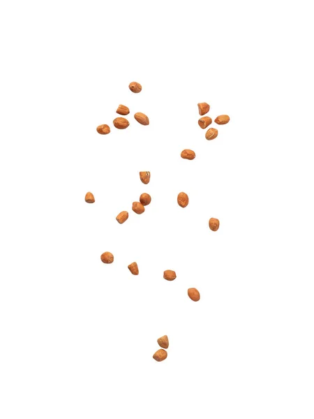 Queda Amendoins Isolado Fundo Branco Com Caminho Recorte — Fotografia de Stock