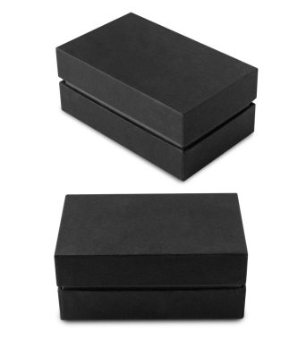 Black box mockup isolated on white background with clipping path.