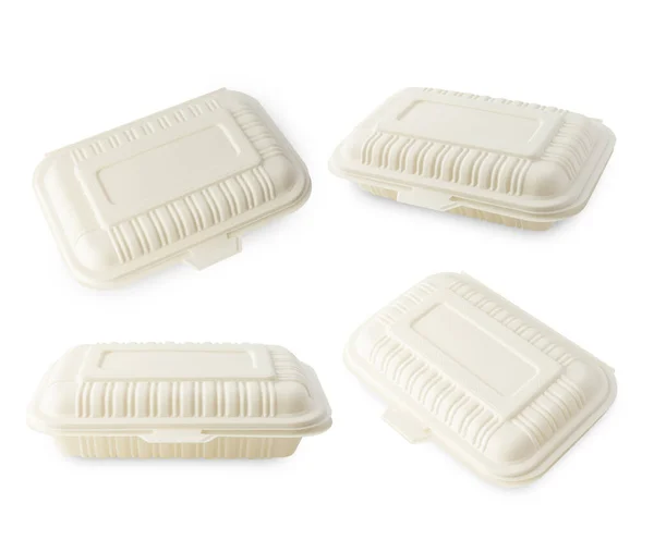 Biodegradable Eco Takeaway Boxes Isolated White Background Clipping Path — Stock Photo, Image