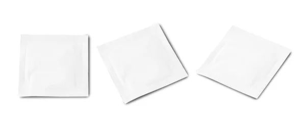 Wet Wipe Envelope Mockup Isolated White Background Clipping Path — ストック写真