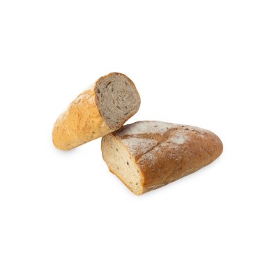 Ekmek kırpma yolu ile beyaz arkaplanda izole.