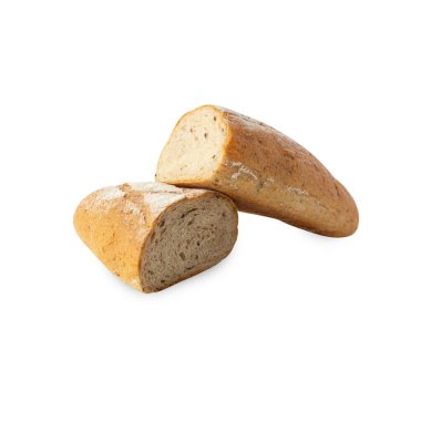 Ekmek kırpma yolu ile beyaz arkaplanda izole.