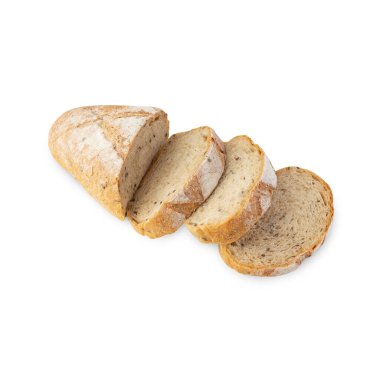 Ekmek kırpma yolu ile beyaz arkaplanda izole.