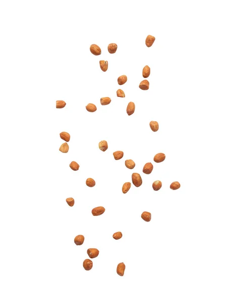 Queda Amendoins Isolado Fundo Branco Com Caminho Recorte — Fotografia de Stock