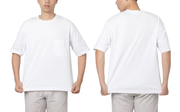 Giovane Uomo Oversize Shirt Mockup Isolato Sfondo Bianco Con Percorso — Foto Stock