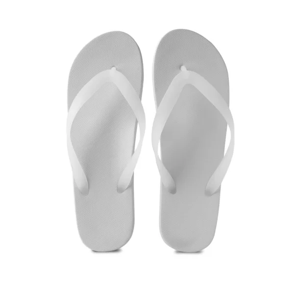 White Flip Flop Sandals Mockup Isolated White Background Clipping Path — 스톡 사진