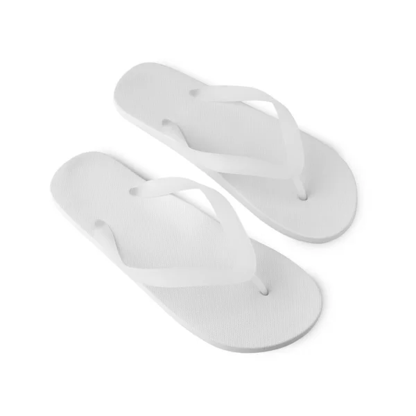 White Flip Flop Sandals Mockup Isolated White Background Clipping Path — 스톡 사진