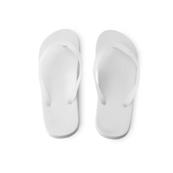 White Flip Flop Sandals Mockup Isolated White Background Clipping Path — 스톡 사진