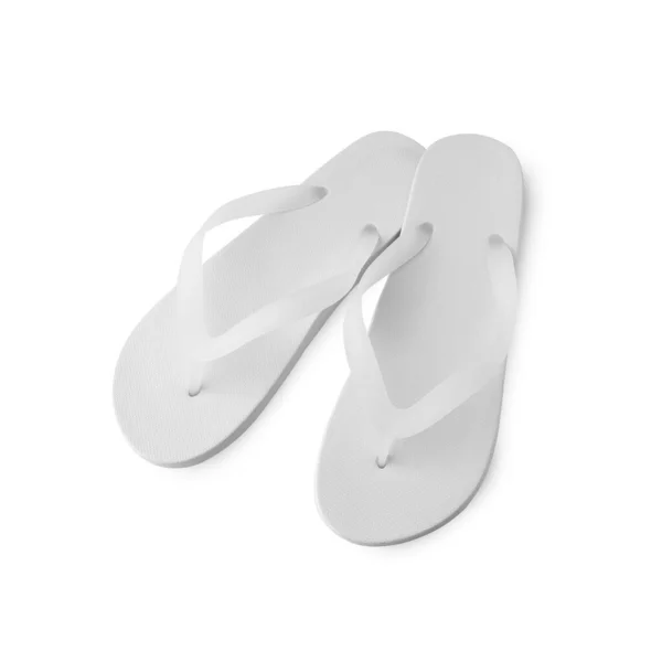 White Flip Flop Sandals Mockup Isolated White Background Clipping Path — Stok fotoğraf