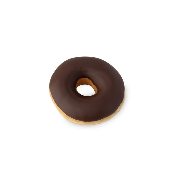 Шоколадный Пончик Белом Фоне Вырезкой Пути — стоковое фото