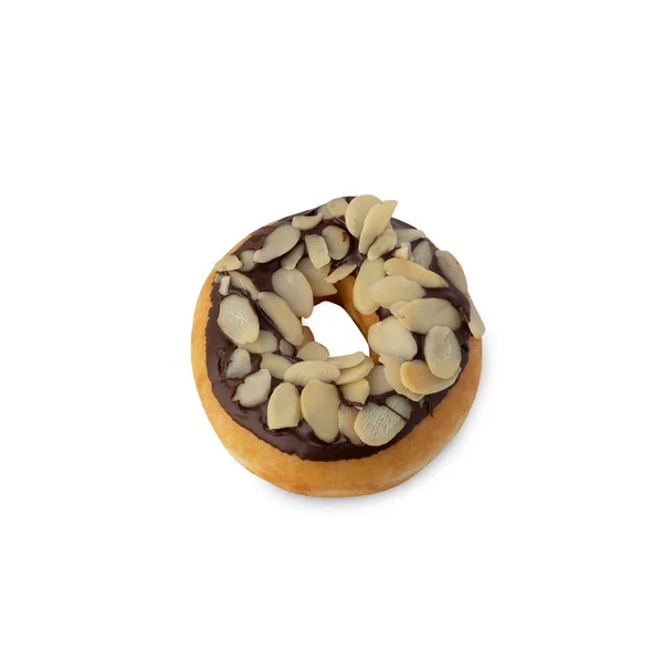 Chocolate Almonds Donut Isolated White Background Clipping Path — Stock Fotó