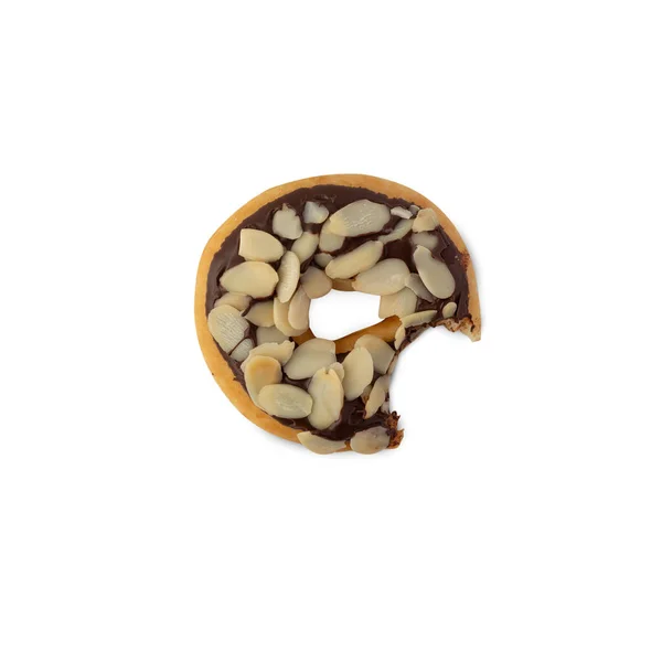 Chocolate Almonds Donut Isolated White Background Clipping Path — стоковое фото