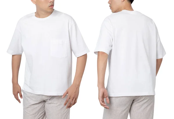 Jovem Tamanho Grande Camiseta Mockup Isolado Fundo Branco Com Recorte — Fotografia de Stock