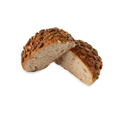 Multigrain bread isolated on white background with clipping path.