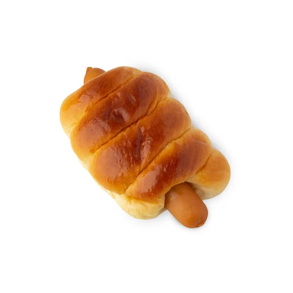 Sausage Bread Isolated White Background Clipping Path — Stockfoto