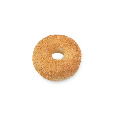 White Sesame Bagel isolated on white background with clipping path.