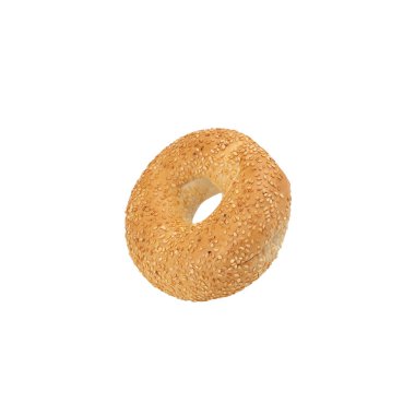 White Sesame Bagel isolated on white background with clipping path.