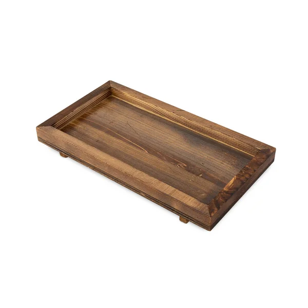 Wooden Tray Isolated White Background Clipping Path — Stock Photo, Image