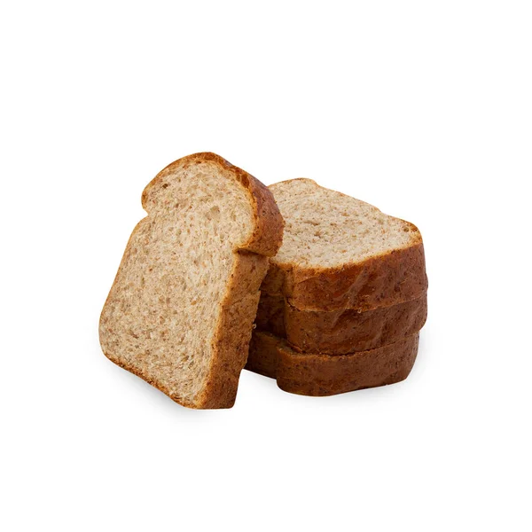 Sliced Whole Wheat Bread Isolated White Background Clipping Path — Foto de Stock