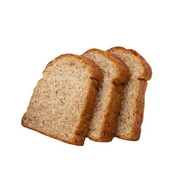 Sliced Whole Wheat Bread Isolated White Background Clipping Path — Fotografia de Stock