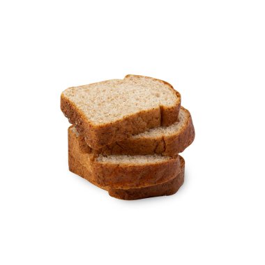 Sliced Whole Wheat Bread isolated on white background with clipping path.
