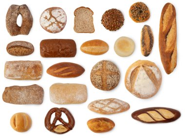 Ekmek kümesi kırpma yolu ile beyaz arkaplanda izole.