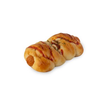 Sausage Bread isolated on white background with clipping path.