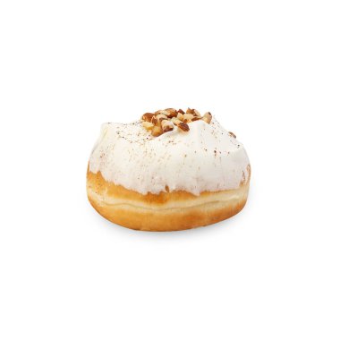 Milk cream almonds donut isolated on white background with clipping path.