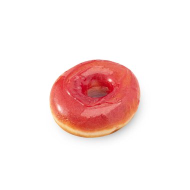 Strawberry donut isolated on white background with clipping path.