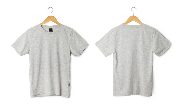 Cinza Shirt Mockup Pendurado Shirt Realista Com Caminho Recorte — Fotografia de Stock