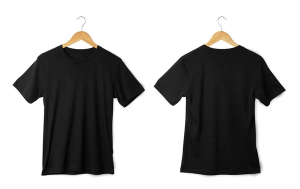 Preto Shirt Mockup Pendurado Realista Shirt Com Recorte Caminho — Fotografia de Stock