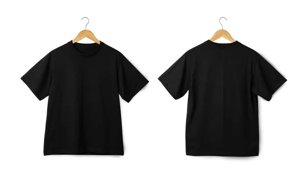 Preto Oversize Shirt Mockup Pendurado Shirt Realista Com Caminho Recorte — Fotografia de Stock