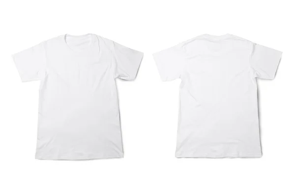 Bílé Tričko Maketa Izolované Bílém Pozadí Výstřižkovou Pěšinou Realistické Tričko — Stock fotografie