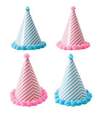 Parti şapka kümesi kırpma yolu ile beyaz arkaplan izole.