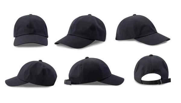 Set Dark Blue Baseball Cap Isolated White Background Clipping Path — Stock Photo, Image