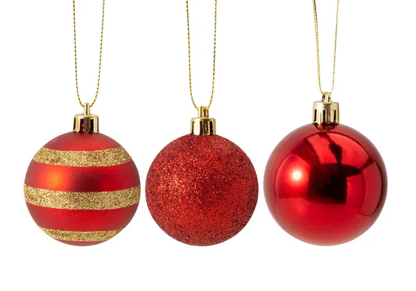 Set Van Kerstbal Decoratie Geïsoleerd Witte Achtergrond Met Clipping Pad — Stockfoto