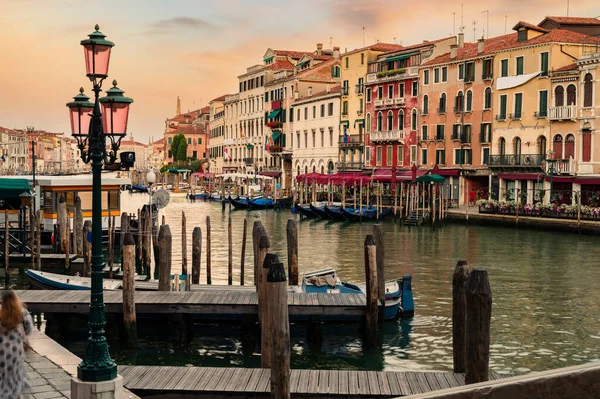 Grand Canal Pendant Magnifique Lever Soleil Venise Italie — Photo