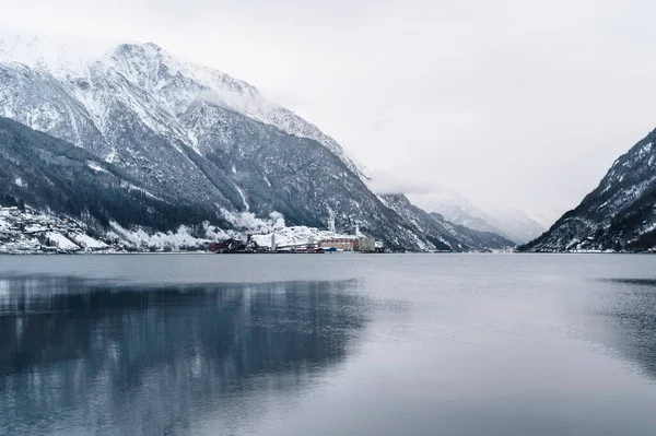 Одда Норвегия Января 2022 Года Город Одда Хардангерд Норвегии Зимой — стоковое фото