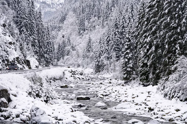Grnsdalslona Folyó Feletti Kőhíd Latefossen Vízesés Közelében Hideg Tél Idején — Stock Fotó