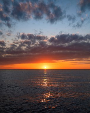 Sunset in the Baltic Sea, view from yacht