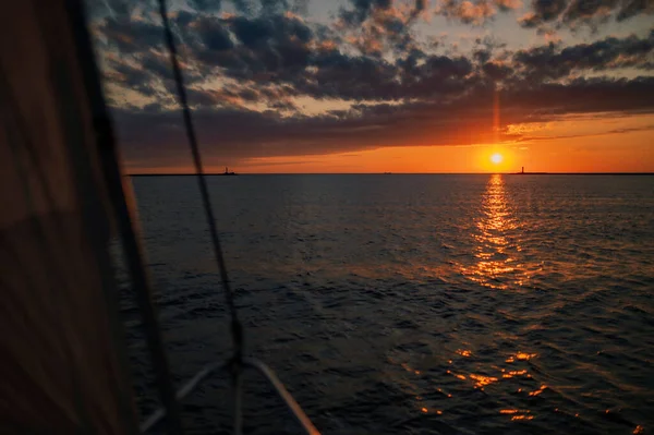 Yacht Sea Sunset Baltic Sea — Photo