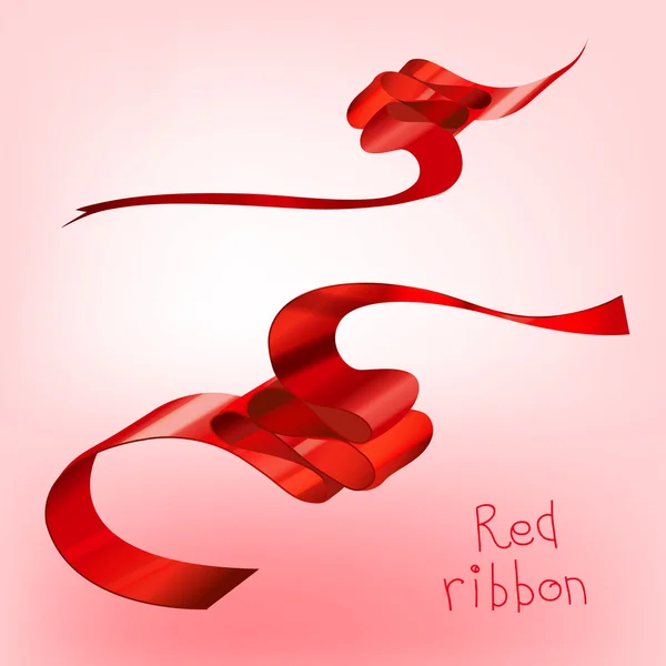 Ribbon curled red a — Stock Vector