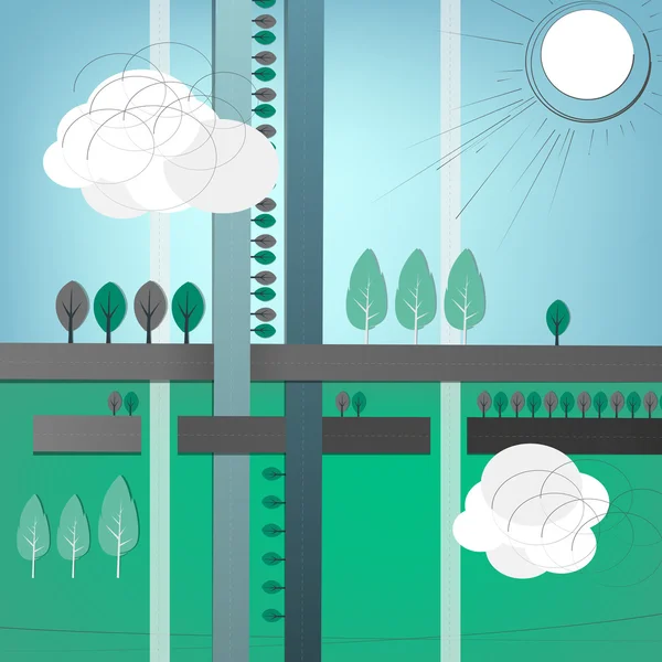 Abstrakte Landschaft mit Straßen — Stockvektor