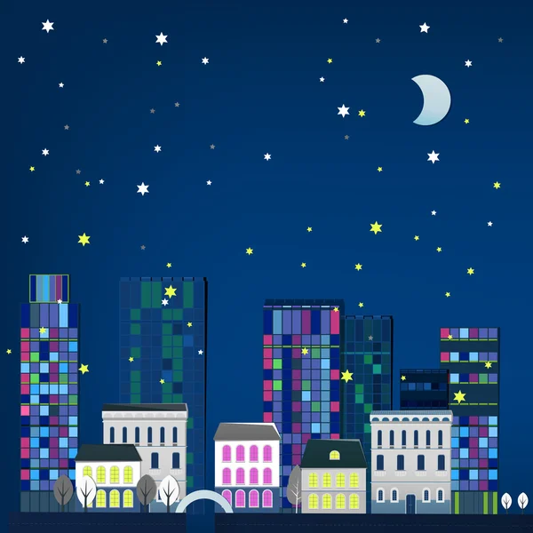 Night city  landscape — Stock Vector