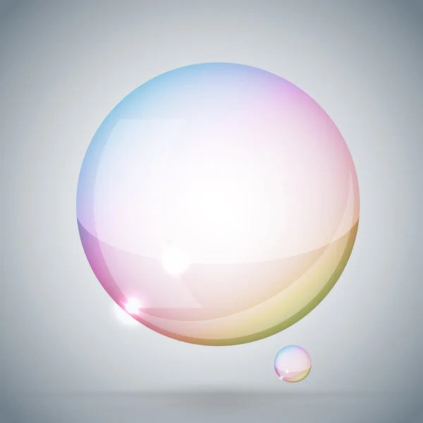 Soap bubble on gray background next — Stock Vector