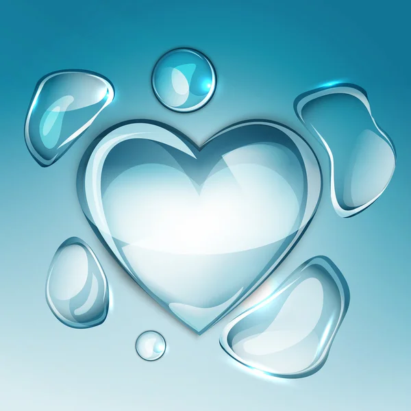 Крапля води серце поруч — стоковий вектор